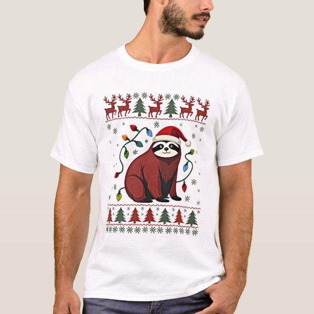 T-shirt Christmas Shirt for Sloth Lover Gift Santa Buffalo (Devant)