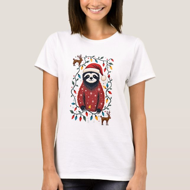 T-shirt Christmas Shirt for Sloth Lover Gift Santa Buffalo (Devant)