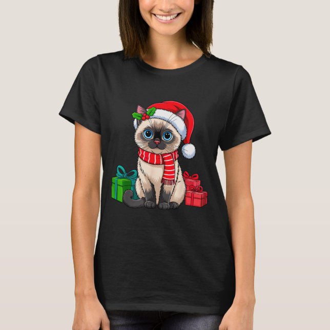 T-shirt Christmas Siamese Cat Holiday Kitten Xmas Men Wome (Devant)