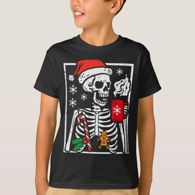 T-shirt Christmas Skeleton Hot Chocolate Xmas Men Women Ki (Devant)