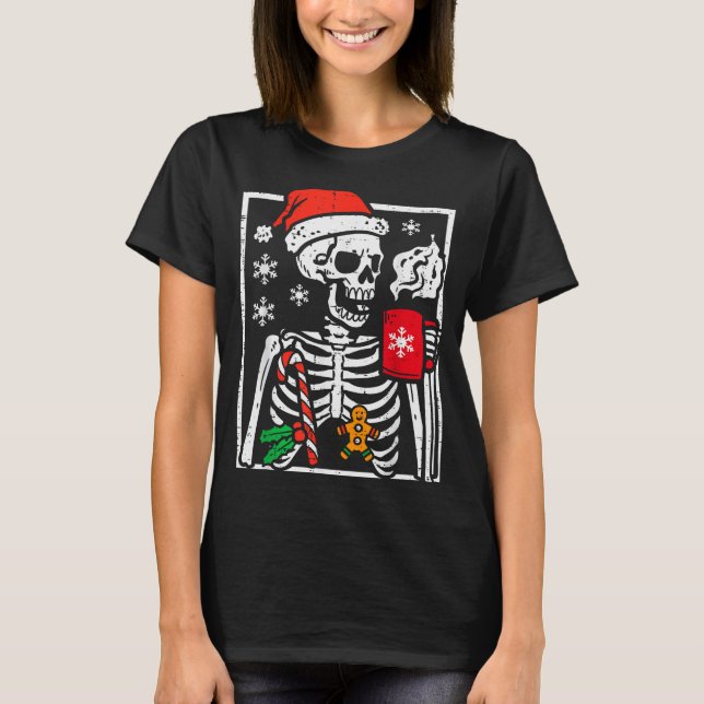 T-shirt Christmas Skeleton Hot Chocolate Xmas Men Women Ki (Devant)