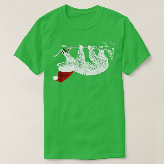 T-shirt Christmas Sloth With Santa Hat  (Design devant)