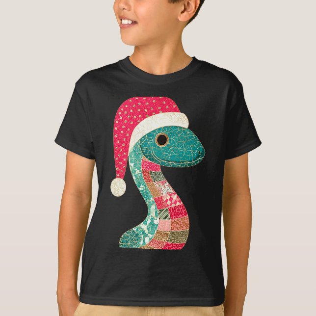 T-shirt Christmas Snake Santa Hat Holiday Fun Premium Tri- (Devant)