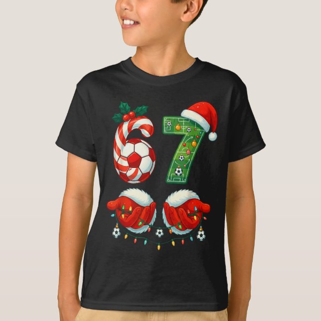 T-shirt Christmas Soccer Drip Number 67 Boys Soccer Player (Devant)