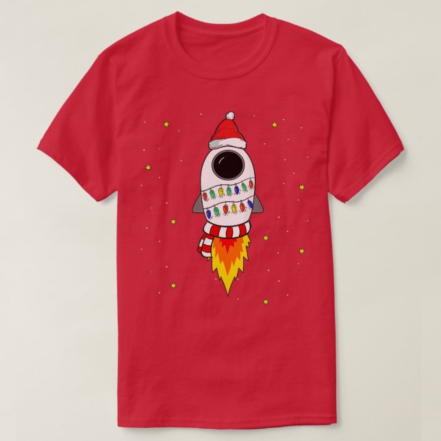 T-shirt Christmas Space Rocket Père Noël Space thème cadea (Design devant)