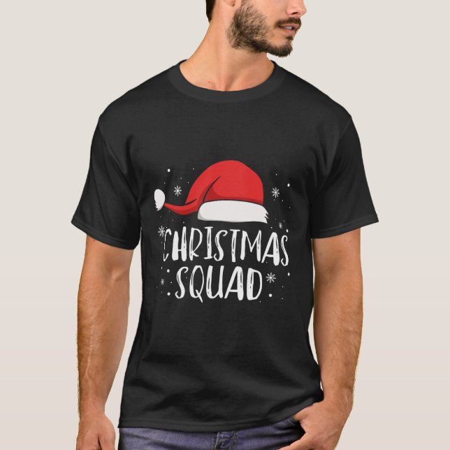 T-shirt Christmas Squad Light Red Santa Hat Family Matchin (Devant)