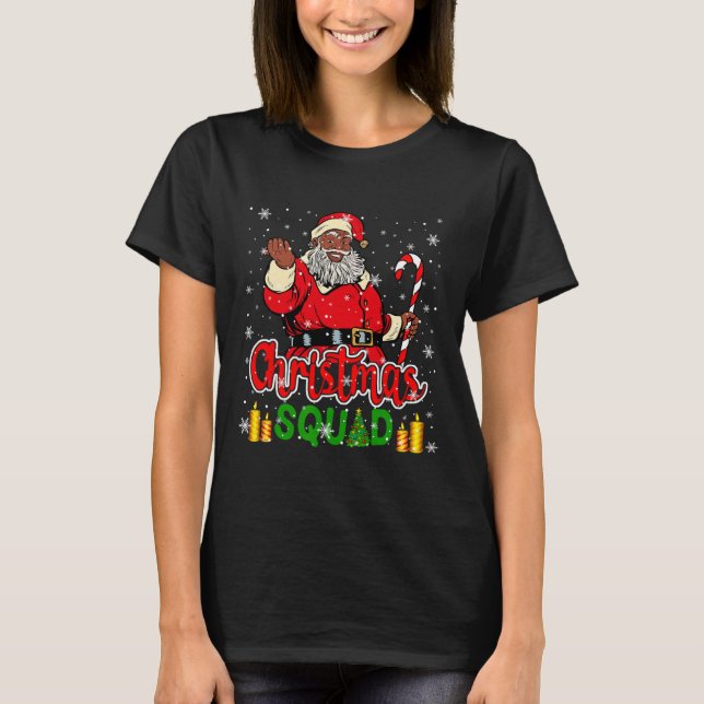 T-shirt Christmas Squad Santa Afro Man Proud Black African (Devant)