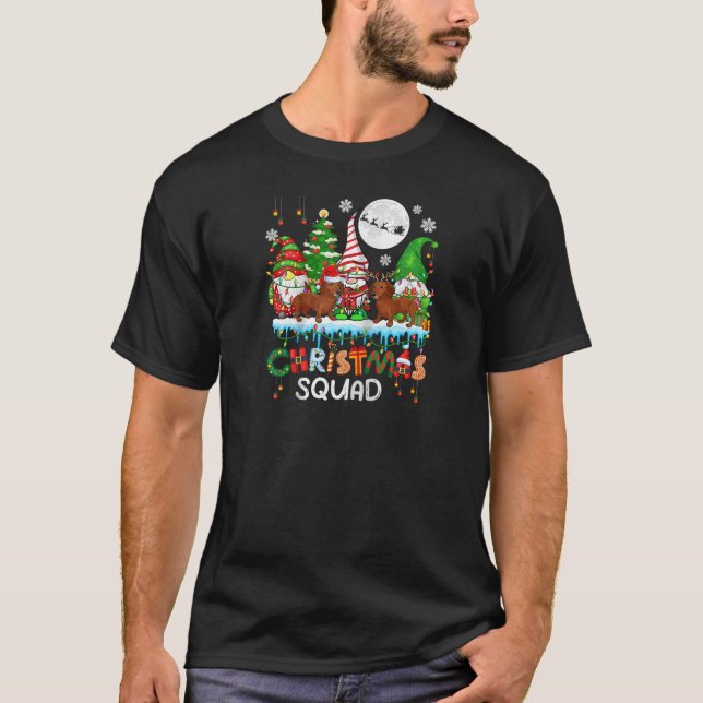 T-shirt Christmas Squad Santa Reindeer Dachshunds with Thr (Devant)