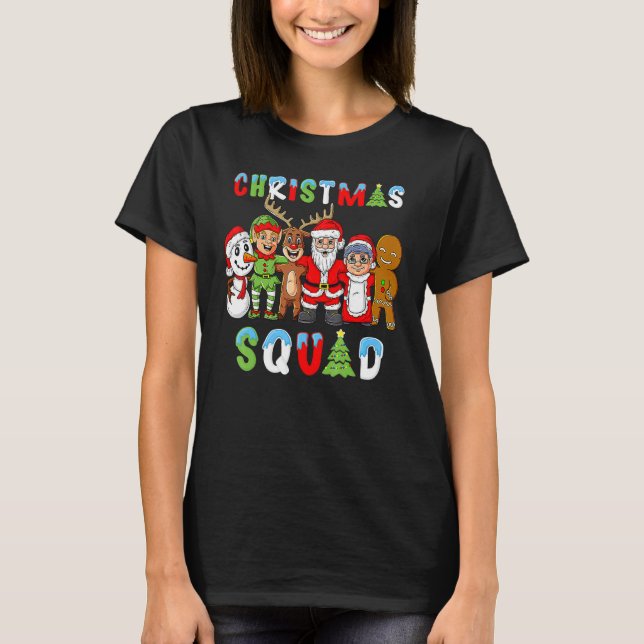 T-shirt Christmas Squad Santa Reindeer Elf Boys Girls Kids (Devant)