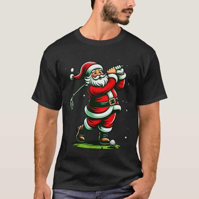 T-shirt Christmas Srts, Santa Plays Golf Xmas Women Men &a (Devant)