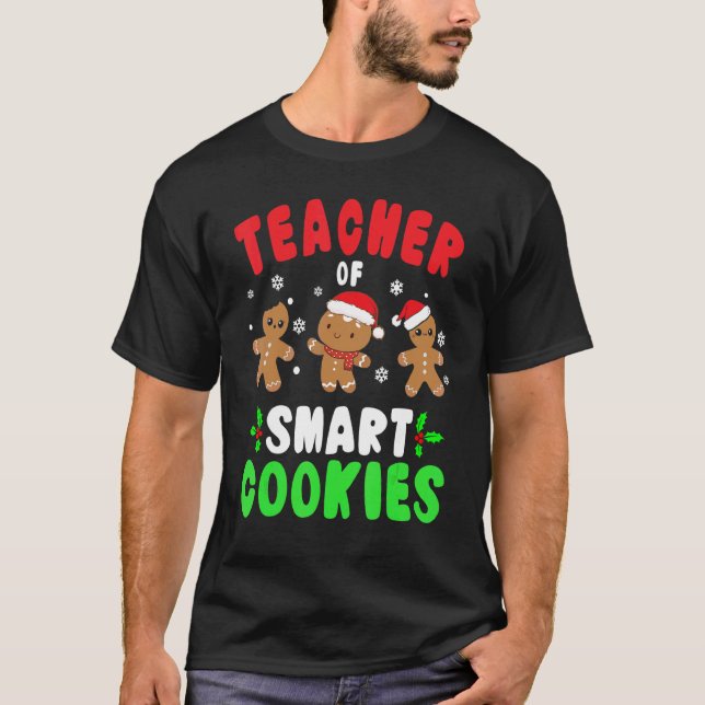 T-shirt Christmas Teacher Cute Gingerbread Teacher of Smar (Devant)