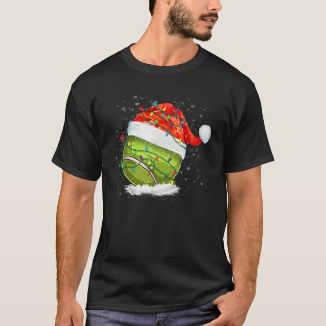 T-shirt Christmas Tennis Ball Santa Hat Funny Noël Pajama (Devant)