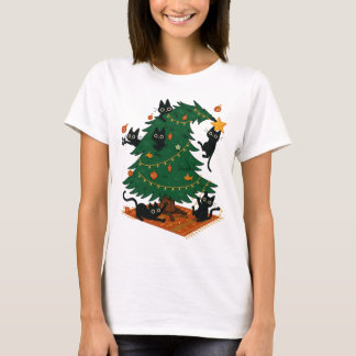 T-shirt Christmas Tree And Cat