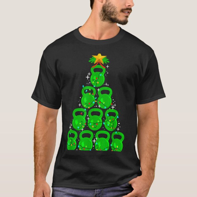 T-shirt Christmas Tree Kettlebell Xmas Gym Workout Fitness (Devant)