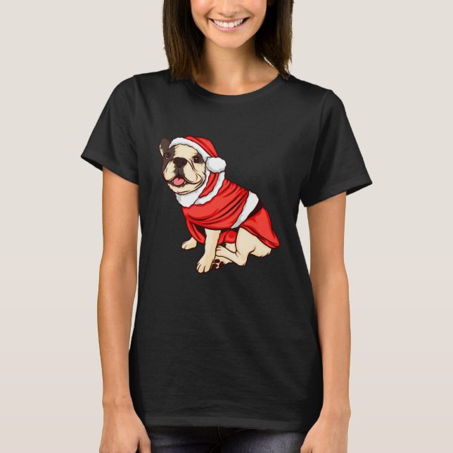 T-shirt Christmas Tree Lights Santa Dog Xmas Boys Pugmas (Devant)