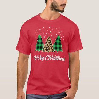 T-shirt Christmas Tree Plaid Christmas Tree Leopard Christ