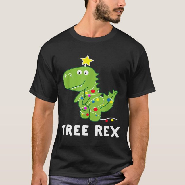 T-shirt Christmas Tree Rex  Dinosaur Christmas Graphic (Devant)