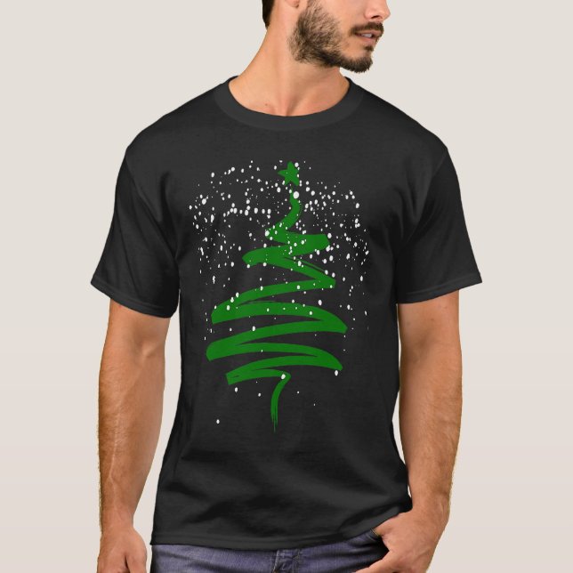 T-shirt Christmas Tree Xmas Tree Green Brush Stroke Men Wo (Devant)