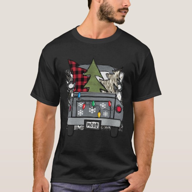 T-shirt Christmas Truck and Red Buffalo Plaid Holiday Tree (Devant)