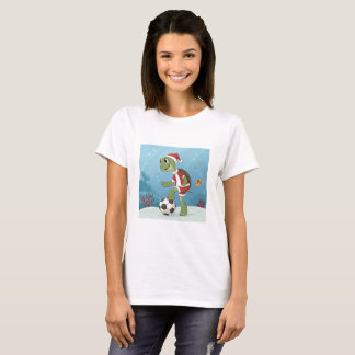 T-shirt Christmas Turtle playing football