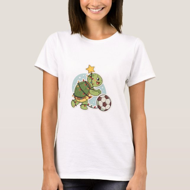 T-shirt Christmas Turtle with Soccer Ball (Devant)