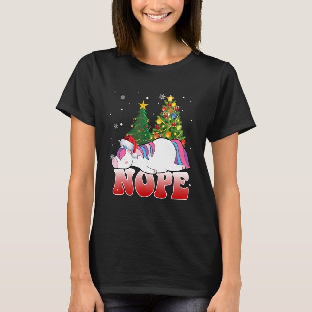 T-shirt Christmas Unicorn Nope Tree  Unicorn   Xmas (Devant)