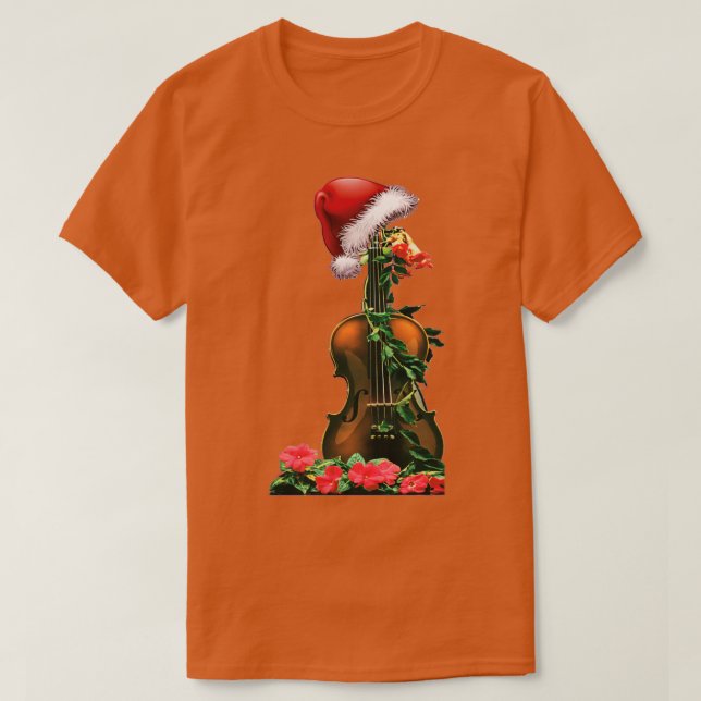 T-shirt Christmas Violin with Santa hat (Design devant)