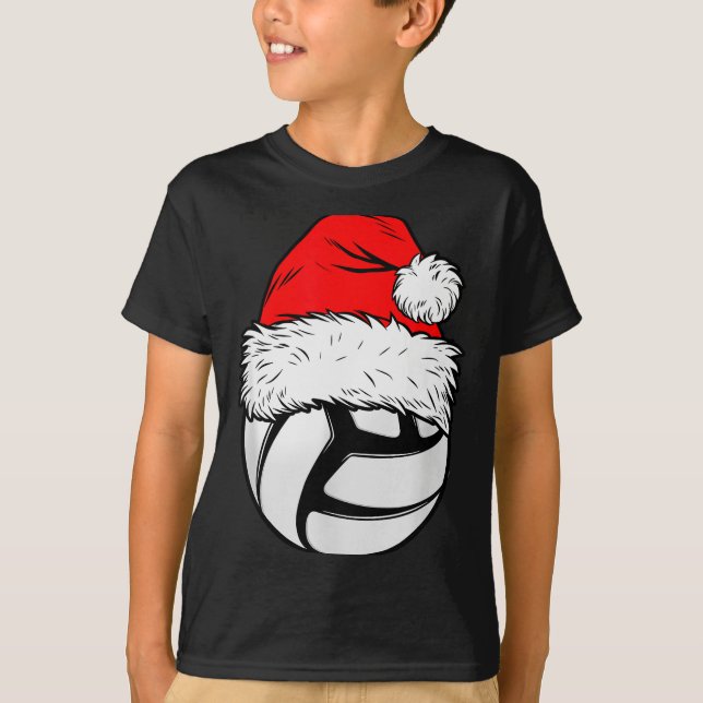 T-shirt Christmas Volleyball Ball Santa Hat Xmas Matching  (Devant)
