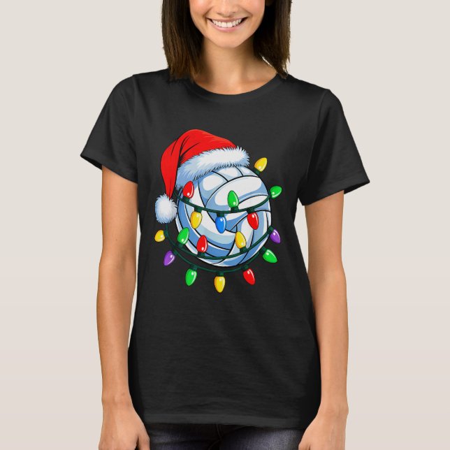 T-shirt Christmas Volleyball Xmas Santa Srts Hat Mens Wome (Devant)