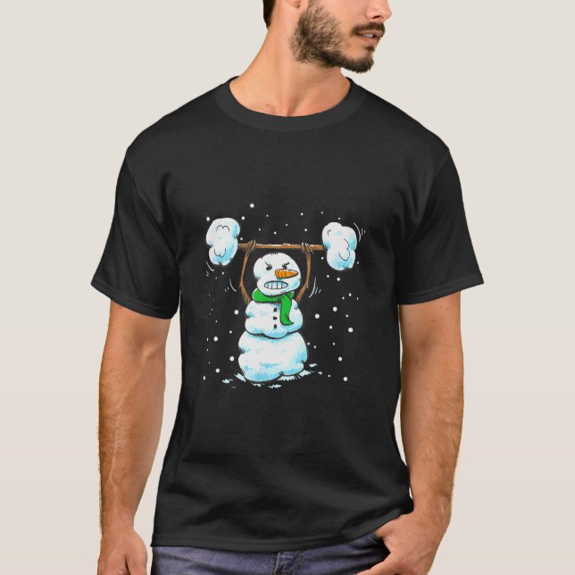 T-shirt Christmas Weightlifting Snowman Shirt Funny Snowma (Devant)
