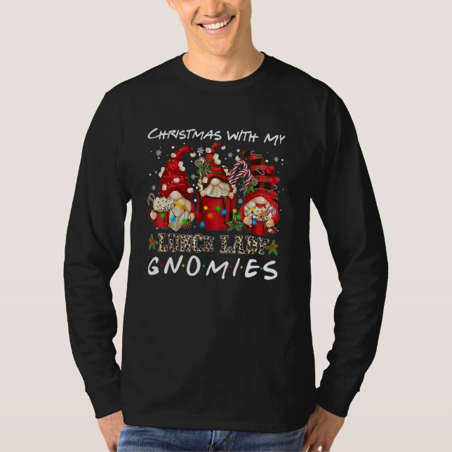 T-shirt Christmas With My Lunch Lady Gnomies Plaid Red Gno (Devant)