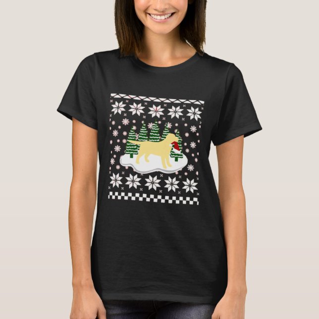 T-shirt Christmas Yellow Labrador Silhouette Santa Hat Cla (Devant)