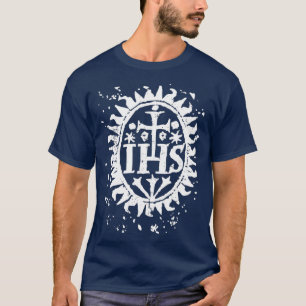 T-shirt Christogramme de Croix IHS Art Vintage désorganis