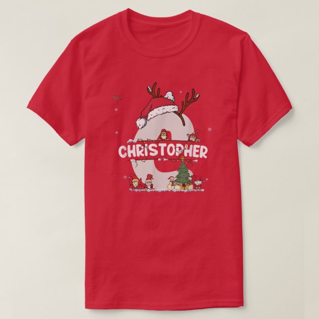 T-shirt Christopher Christmas tee w Christopher Name for f (Design devant)