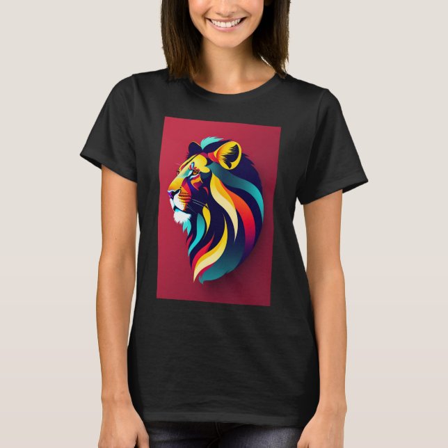 T-shirt ChromaRoar : Logo de Lion Abstrait (Devant)