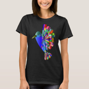 T-shirt Chromatique Abstrait Colibri Aquarelle Oiseau Art