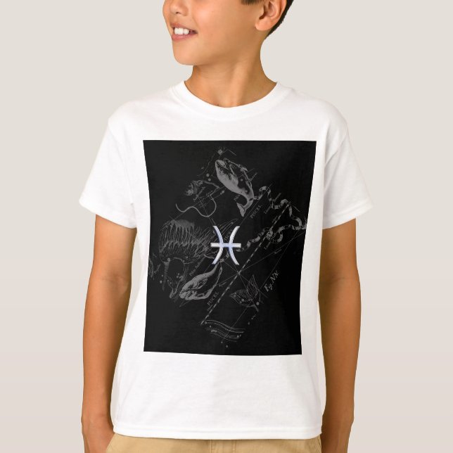T-shirt Chrome comme Pisces Zodiac Connexion Black Heveliu (Devant)
