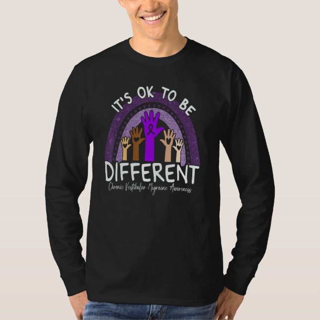 T-shirt Chronic Vestibular Migraine Awareness Purple Rainb (Devant)