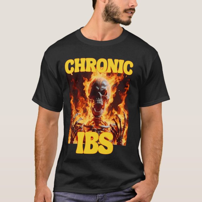 T-shirt Chronique IBS Drôle Cringe Dur Skeleton Mème Flame (Devant)