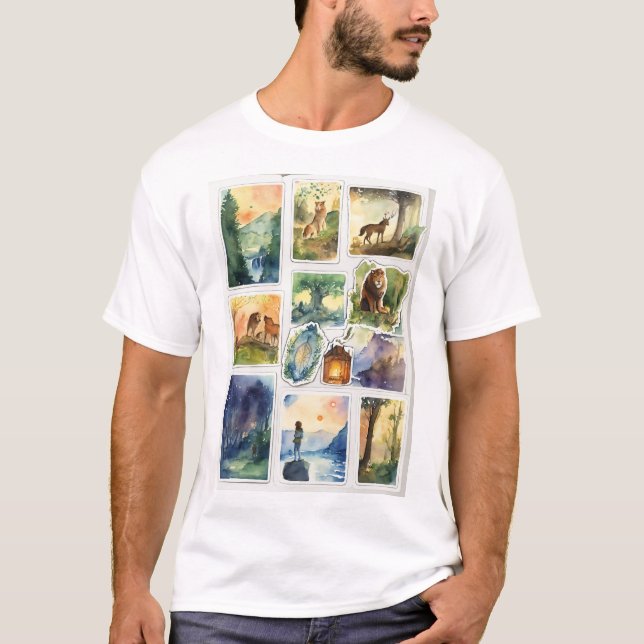 T-shirt Chroniques des autocollants à l'aquarelle de Narni (Devant)