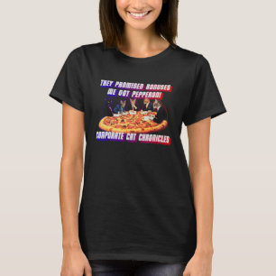 T-shirt Chroniques du chat d'entreprise : Réunion pizza
