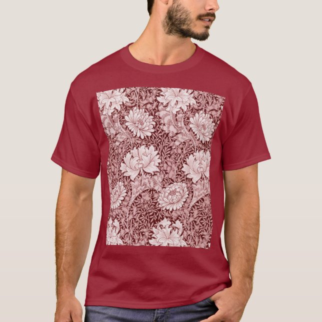 T-shirt Chrysanthemum Maroon, William Morris (Devant)