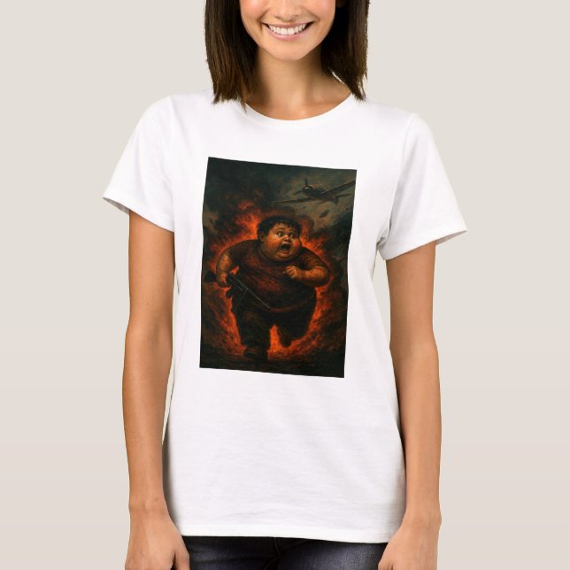 T-shirt Chubby Boy in War - Funny Dark Imaginaire Tee (Devant)