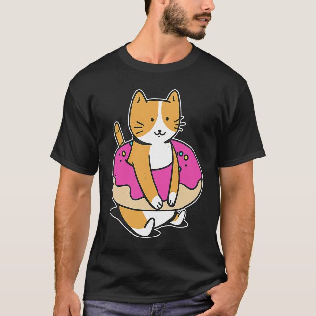 T-shirt Chubby Chat Donut Doux Pâtisserie Piscine Flotte S (Devant)