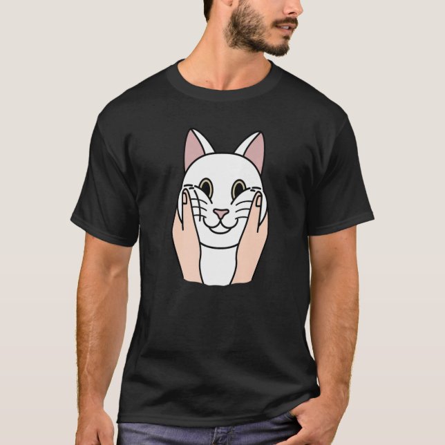 T-shirt Chubby Cheeks White Cat Pet (Devant)