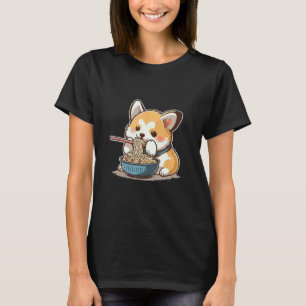 T-shirt Chubby Corgi Chien Manger Ramen Cute