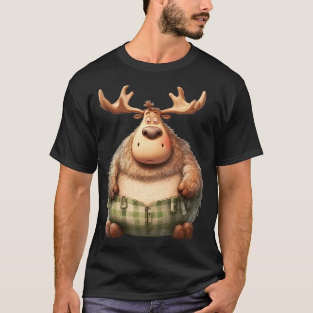 T-shirt Chubby Reindeer À Noël. Numéro 5 (Devant)