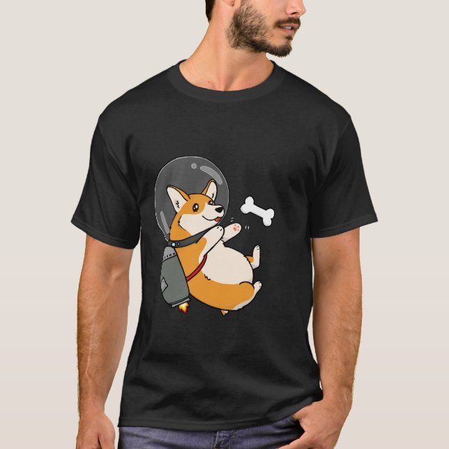 T-shirt Chubby Space Jetpack Corgi (Devant)