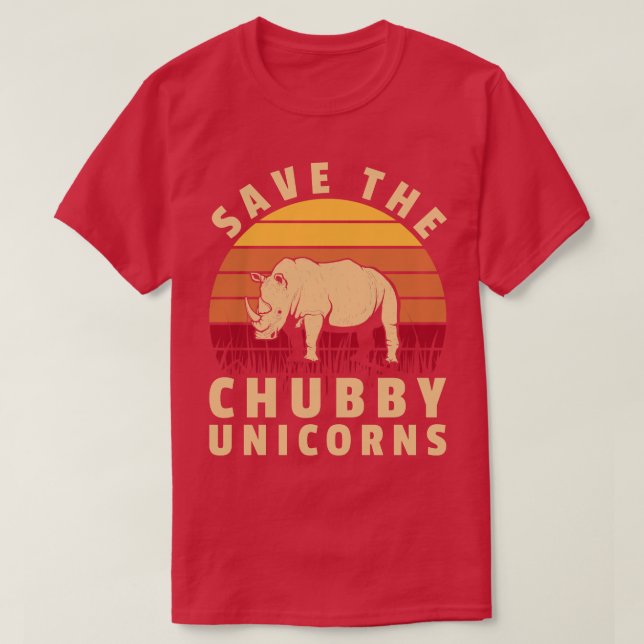 T-shirt Chubby Unicorns Funny Rhino (Design devant)
