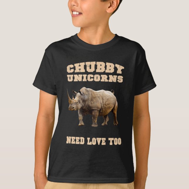 T-shirt Chubby Unicorns Need Love Too Rhino (Devant)